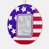 愛国的な星とストライプの写真フレーム セラミックオーナメント (左)