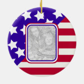 愛国的な星とストライプの写真フレーム セラミックオーナメント (裏面)