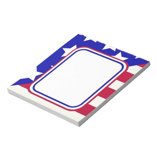 愛国的な星とストライプの写真フレーム ノートパッド (回転)