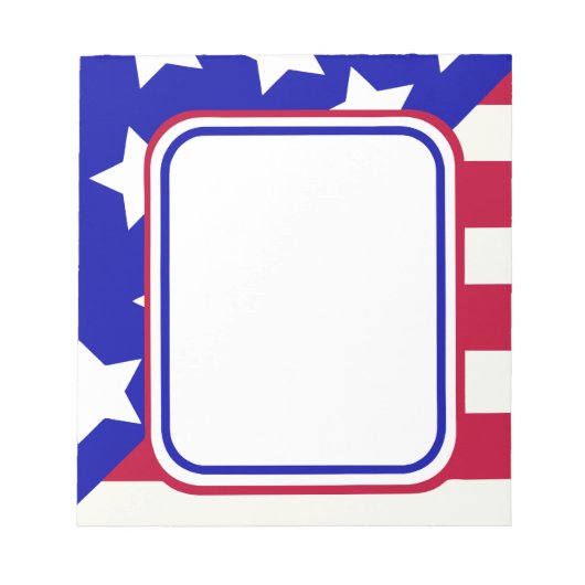 愛国的な星とストライプの写真フレーム ノートパッド (正面)