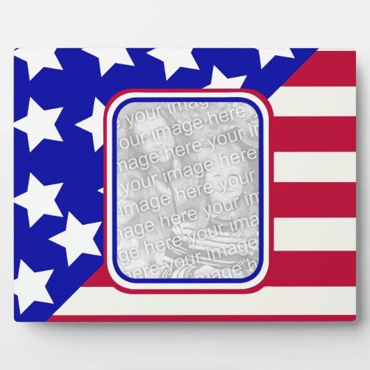 愛国的な星とストライプの写真フレーム フォトプラーク (正面)