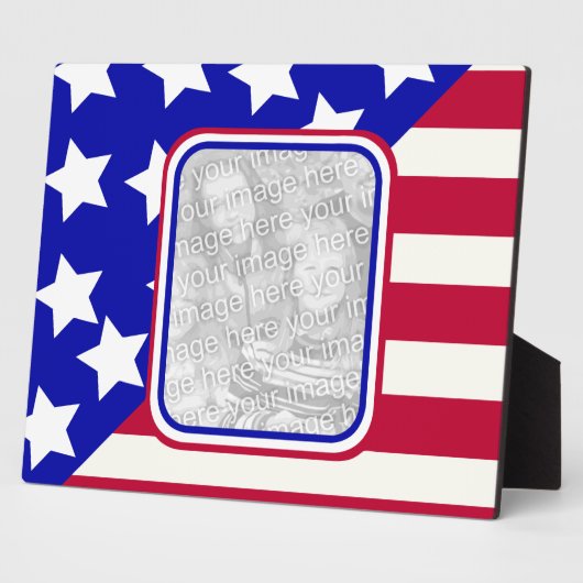 愛国的な星とストライプの写真フレーム フォトプラーク (側面)