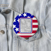 愛国的な星とストライプの写真フレーム 缶バッジ (インサイチュ)