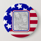 愛国的な星とストライプの写真フレーム 缶バッジ (正面)