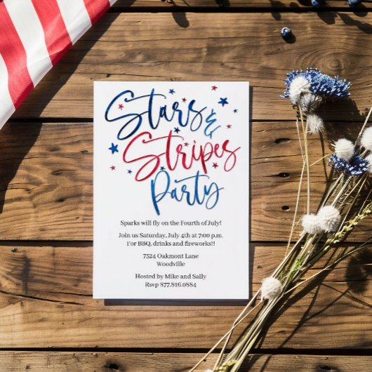 愛国的な星とストライプの7月4日パーティー 招待状