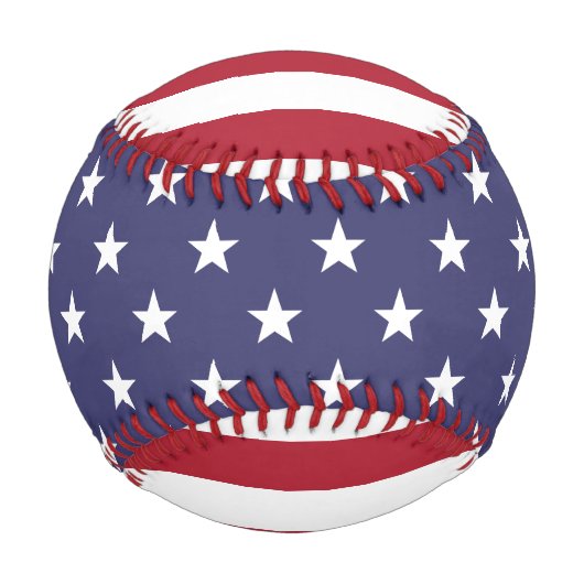 愛国的な星とストライプ米国イニシャルカスタム 野球ボール (正面)