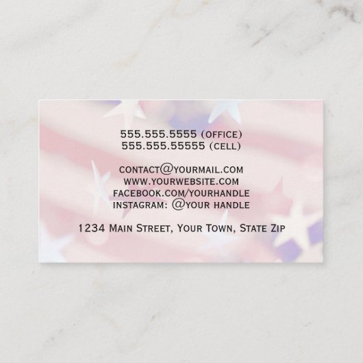 愛国的な星とストライプ透かしシンプルの 名刺 (裏面)