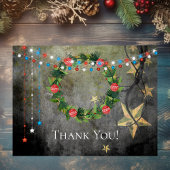 愛国的な星と光のホリデー wreath ありがとう ポストカード