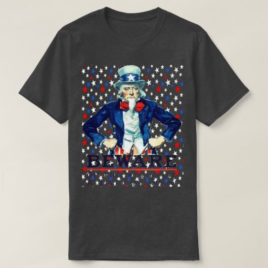 愛国的な星に気をつけろ、我慢強い男の怒りに Tシャツ (デザイン正面)