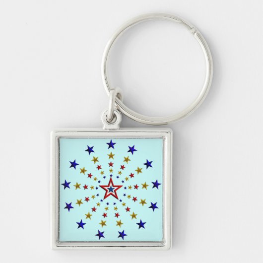 愛国的な星のパターン キーホルダー (正面)