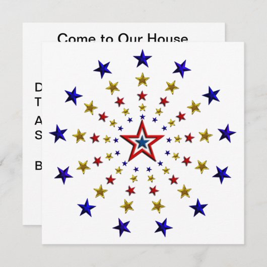愛国的な星のパターン 招待状 (正面/裏面)
