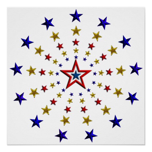 愛国的な星のパターン 20x20 ポスター (正面)