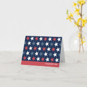 愛国的な星の赤の白と青のグリーティングカード カード (黄色い花)