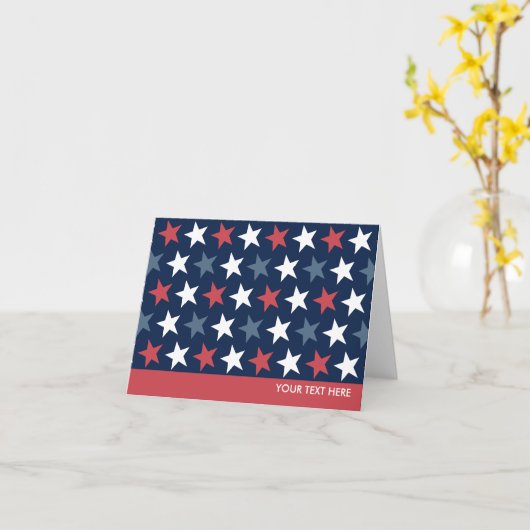 愛国的な星の赤の白と青のグリーティングカード カード (黄色い花)