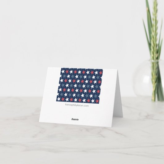 愛国的な星の赤の白と青のグリーティングカード カード (裏面)