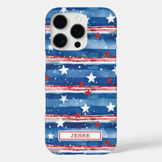愛国的な星条旗のモノグラム Case-Mate iPhoneケース (裏面)