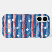 愛国的な星条旗のモノグラム Case-Mate iPhoneケース (裏面 (横))