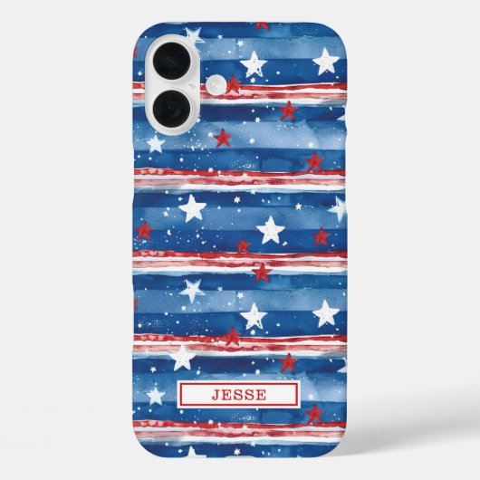 愛国的な星条旗のモノグラム Case-Mate iPhoneケース (裏面)