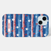 愛国的な星条旗のモノグラム Case-Mate iPhoneケース (裏面 (横))