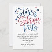 愛国的な星条旗の七月四日パーティー 招待状 (正面)