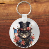 愛国的な星条旗の猫 キーホルダー (正面)
