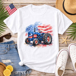 愛国的な星条旗トラクター Tシャツ