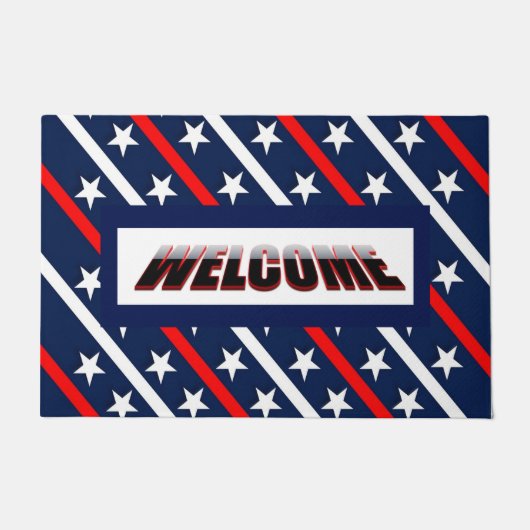愛国的な星条旗 アメリカ国旗 ドアマット (正面)