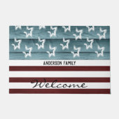 愛国的な星条素朴木 ドアマット (正面)
