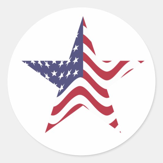 愛国的な星赤白と青のシール ラウンドシール (正面)