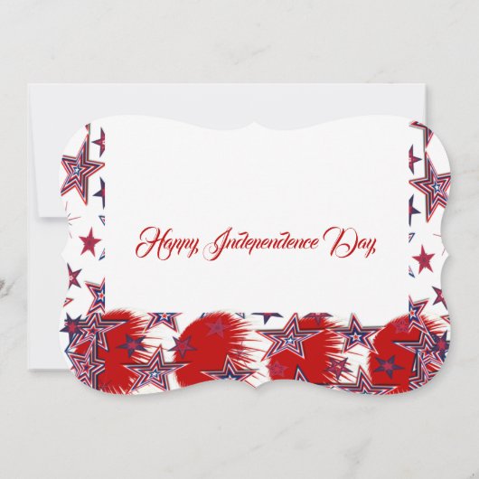 愛国的な星4th 7月の花火パーティー赤い青 招待状 (裏面)