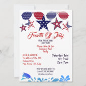 愛国的な星4th 7月サングラスプールパーティー 招待状 (正面)