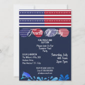 愛国的な星7月4日アメリカ国旗のプールパーティー 招待状 (正面)