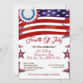 愛国的な星7月4日アメリカ国旗BBQパーティー 招待状 (正面)