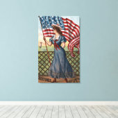 愛国的な服装をした女性 キャンバスプリント (インサイチュ (ウッドフロア))