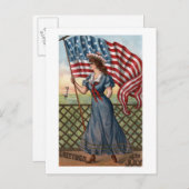愛国的な服装をした女性 ポストカード (正面/裏面)