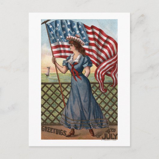 愛国的な服装をした女性 ポストカード (正面)