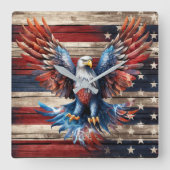 愛国的な木製の壁時計 スクエア壁時計 (正面)