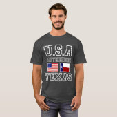 愛国的な本物のテキサス州とアメリカ国旗のカスタム Tシャツ (正面フル)