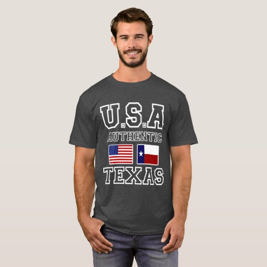 愛国的な本物のテキサス州とアメリカ国旗のカスタム Tシャツ (正面フル)