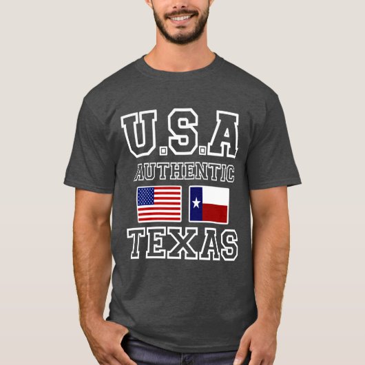 愛国的な本物のテキサス州とアメリカ国旗のカスタム Tシャツ (正面)