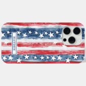 愛国的な水彩スターとストライプのモノグラム入り Case-Mate iPhoneケース (裏面 (横))