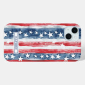 愛国的な水彩星条旗モノグラム Case-Mate iPhoneケース (裏面 (横))