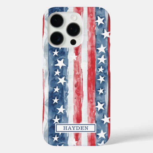 愛国的な水彩星条旗モノグラム Case-Mate iPhoneケース (裏面)
