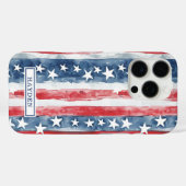 愛国的な水彩星条旗モノグラム Case-Mate iPhoneケース (裏面 (横))