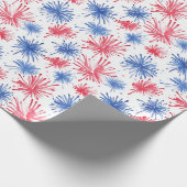 愛国的な水彩赤と青の花火 ラッピングペーパー (角)