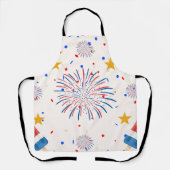愛国的な氷のポップと花火パターン | ユニバーシティレッドホワイト エプロン (正面)