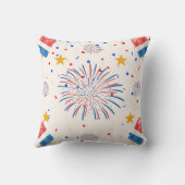 愛国的な氷のポップと花火パターン | ユニバーシティレッドホワイト クッション (裏面)