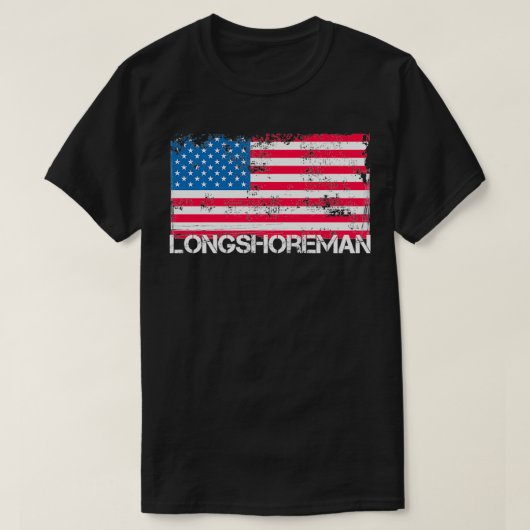 愛国的な港湾労働者ヴィンテージ米国国旗のプルオーバー Tシャツ (デザイン正面)