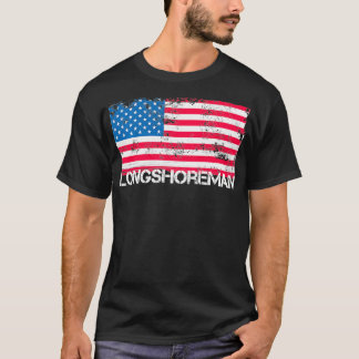 愛国的な港湾労働者ヴィンテージ米国国旗のプルオーバー Tシャツ