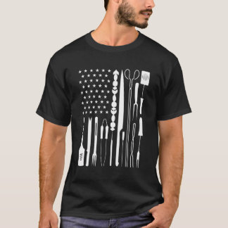 愛国的な焼きバーベキュー用具アメリカ国旗のピットマスターB Tシャツ